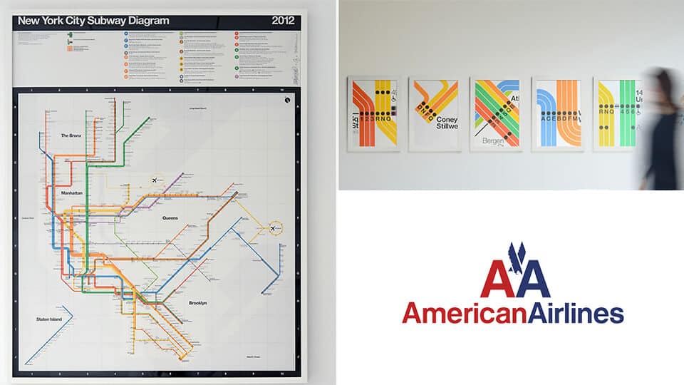 New York Subway signs and AmericanAirlines logo